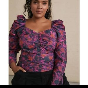 NWT Anthropologie Samant Chauhan Samara Cropped Blouse 1X B-1181